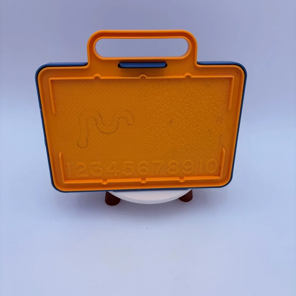 Vtg Tuppertoys Stencil Art Set Blue Orange Case Alphabet‎ Numbers Animals 1987